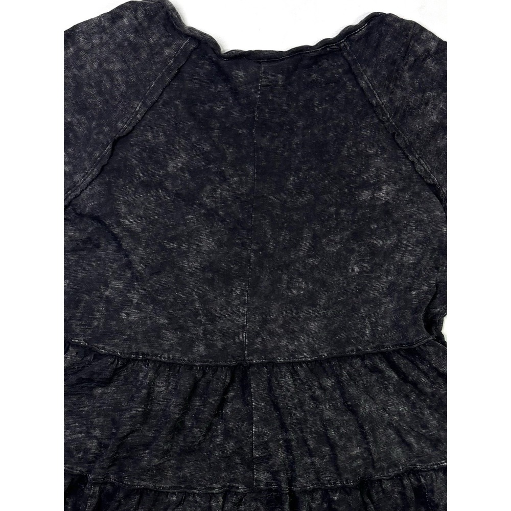 Truself Tunic Top Women's Small Black Mineral Wash Tiered Ruffle V-Neck - Picture 8 of 8